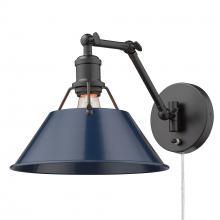  3306-A1W BLK-NVY - Orwell BLK 1 Light Articulating Wall Sconce in Matte Black with Matte Navy shade